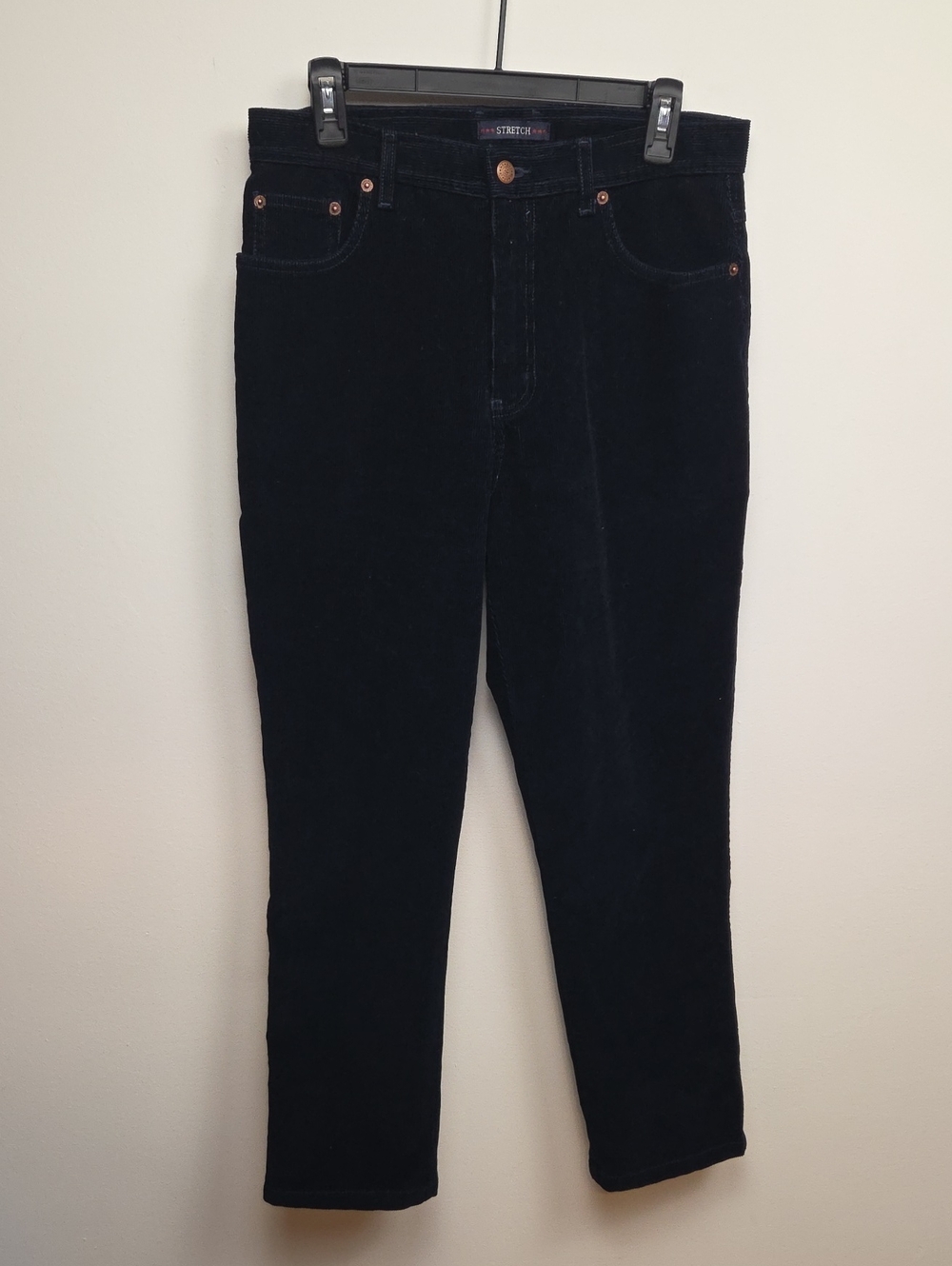 Vintage Bill Blass Corduroy Dark Blue Straight Leg Cotton Stretchy Pants Size 10